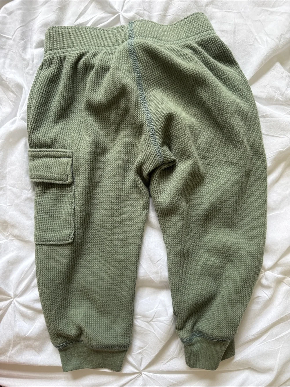 Olive Green Boys Waffle-Knit Joggers + Thermal Set